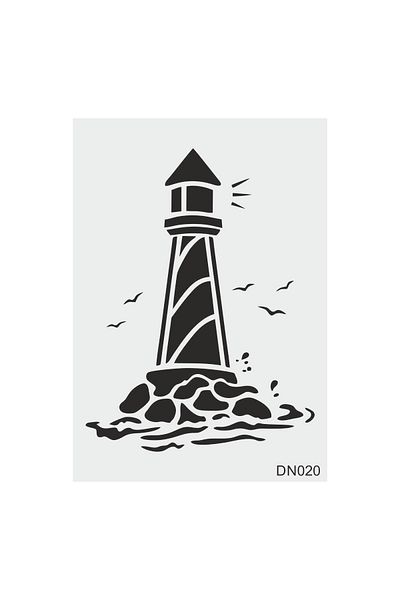 STENCİLTASARIM Stencil Design Dn020 Lighthouse - Decorative Wall Tiles and Items Painting Templates