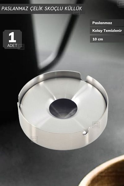 Jet's Home Single Scotch Ashtray 10 Cm Stainless Steel Ash Tray Cigarette Ashtray
