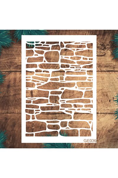 STENCİLTASARIM Stencil Design Ge036 Stone Wall Wall Wooden Glass Painting Pattern