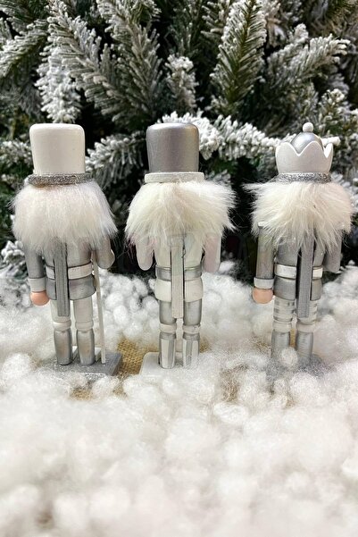 Huzur Party Store Ασημένιος Καρυοθραύστης Σετ 3 15 εκ. Spear Drum Rifle Bullet Soldier Καρυοθραύστης Χριστουγεννιάτικη Πρωτοχρονιάτικη διακόσμηση