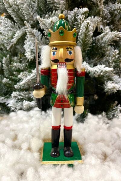 Huzur Party Store كسارة البندق مع سيف مقاس 25 سم باللون الأخضر والأحمر، ديكور...