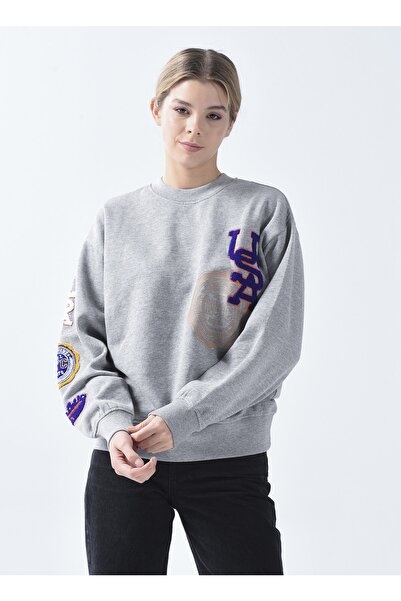 JJXX Bisiklet Yaka Açık Gri Kadın Sweatshırt 12224539 Beden: L