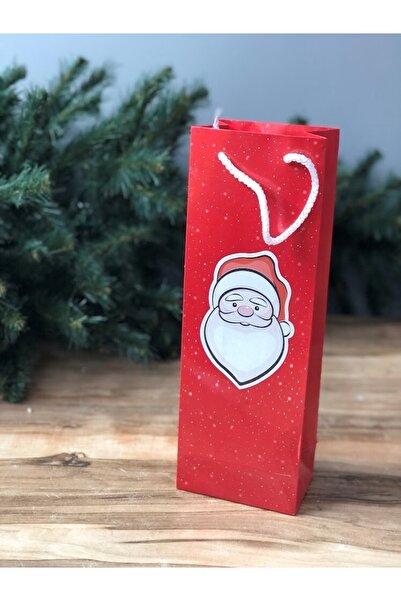 Masalsı Concept حقيبة هدايا من الورق المقوى برباط مطبوع عليه سانتا كلوز - 2 قطعة 12x35x8 رأس السنة الجديدة
