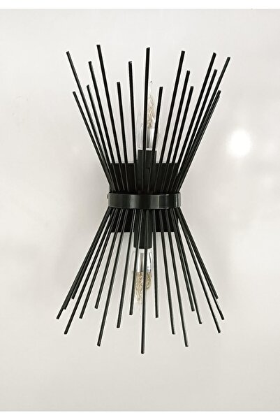 gaziantepavize Şarjlı Pilli Aplik Metal Siyah Kirpi Duvar E14 Özel Tasarım Lambalı Aplik - Tek Adet Fiyatıdır