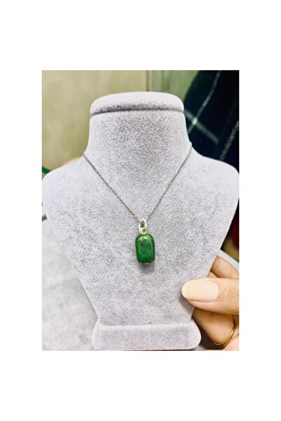 Gökdeniz 925 Doğal Yeşim Taşı 925 Ayar Gümüş Kadın Kolye