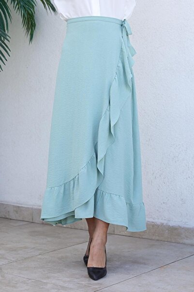 modapinhan Φούστα με σχέδιο με πράσινο βολάν