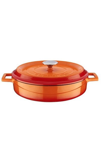Lava Cast Iron Multi-Purpose Flat Pot. Trendy Diameter (Ø) 28 Cm-orange
