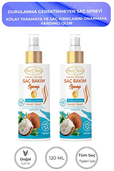 Phytoflora 2 Adet Yıpranmış Kuru Saçlar Için Kolay Tarama Spreyi & Kırık Uç Onarıcı Saç Bakım Spreyi 120 ml