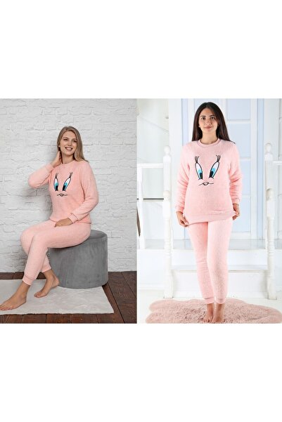 ASEL PİJAMALARI Mother Daughter Combination Plush Pajama Set