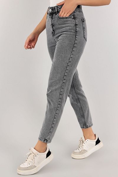 MAKRAS EXCLUSIVE Women's Smoked Color Comfortable Mom Mold High Waist Jean (Buy 1 Size Larger)