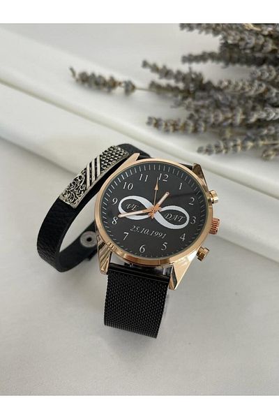 Spectrum Men's Black Rose Lover Watch Mesh Steel Band