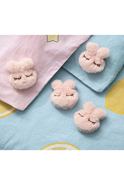 M Mimoza Park 4 Adet Tavşanlı Peluş Yorgan Çarşaf Sabitleyici Çok Amaçlı Sabi...