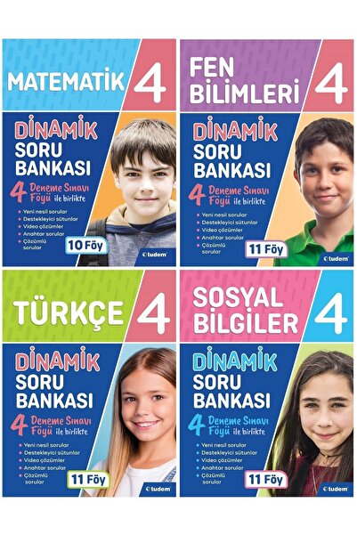 Tudem Yayınları Tudem 4. Sınıf Dinamik 4'lü Soru Bankası Seti