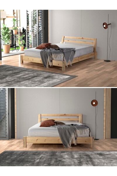 YAPSA HOME MOBİLYA Hale Doğal Masif Ahşap Karyola