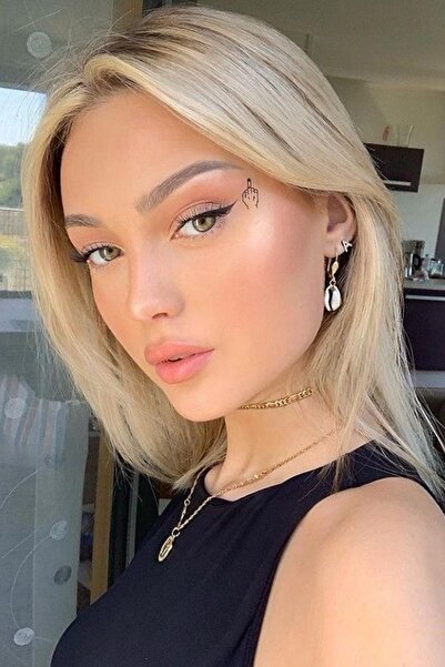 BiWini Minimal Orta Parmak El Işareti Tattoo Geçici Dövme