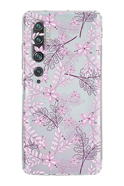 PrintiFy Xiaomi Mi Note 10 Pro Kamera Korumalı Kapak Floral Pudra Tasarımlı Ş...