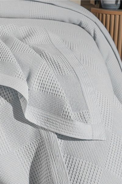 Mulberry Πικέ με σχέδιο βάφλας, κουβέρτα, 100% βαμβάκι, χοντρή κλωστή, μαλακό, διπλό 220*240-λευκό
