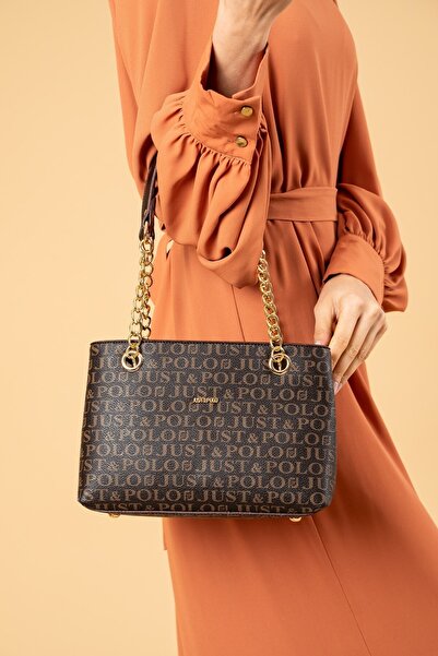 Just Polo Brown Medium Size 4 Compartments Two Straps Women's Hand & Shoulder...