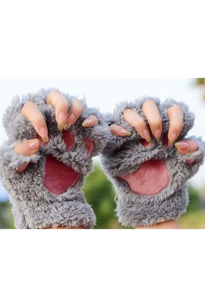 Nanelimonshop Paw Gloves Soft Gray