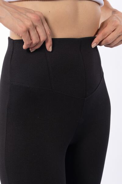 Grenj Fashion Colanți tricotați de iarnă cu talie înaltă, cu detaliu cusut cu centură neagră