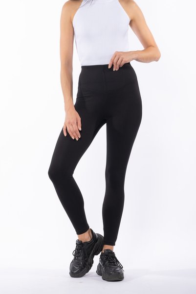 Grenj Fashion Colanți tricotați de iarnă cu talie înaltă, cu detaliu cusut cu centură neagră