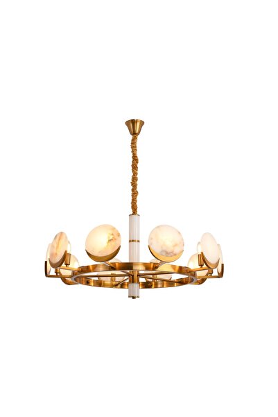 LampaLuce Marmo Modern Tasarım Salon Avizesi Sarı 10'lu 80x110cm