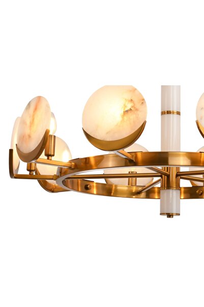 LampaLuce Marmo Modern Tasarım Salon Avizesi Sarı 10'lu 80x110cm