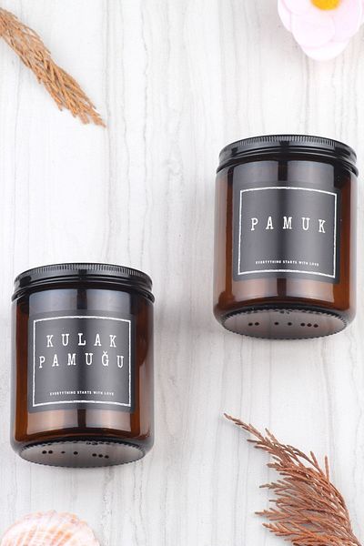 incili home 2 Pack Amber Cotton Jar and Cotton Jar Glass Jar with Metal Lid