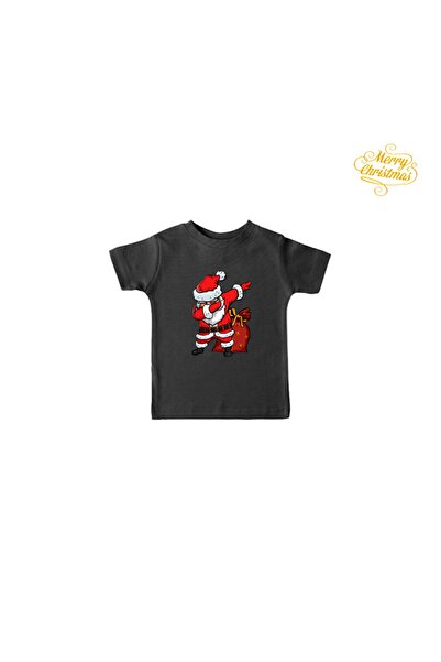 HediyeMania تي شيرت عيد الميلاد بتصميم مجنون سانتا كلوز تي شيرت أسود للأطفال ...