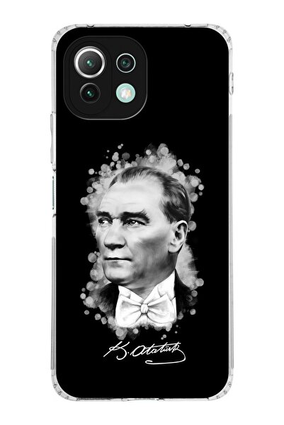 PrintiFy Xiaomi Mi 11 Lite Kamera Korumalı Kapak Atatürk Tasarımlı Şeffaf Kılıf