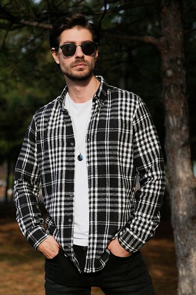 Buratti Βαμβακερό καρό πουκάμισο με κουμπιά πέτο Ανδρικό πουκάμισο Cf23w114653