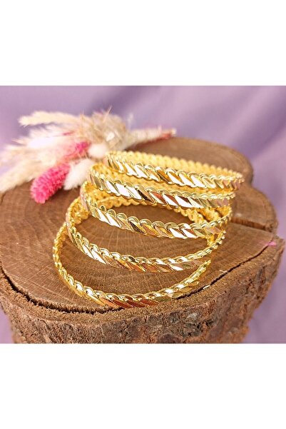 Yıldız Gold İmitasyon 22 Ayar Altın Kaplama Adana Burması 5 Adet Bilezik