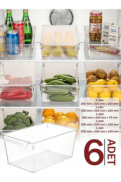 Akkoyunlu home Set of 6 Refrigerator and Cabinet Organizer - Box