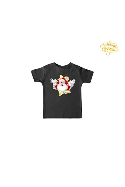 HediyeMania تي شيرت مخصص للعام الجديد بتصميم أسود للأطفال الصغار تي شيرت مطبو...