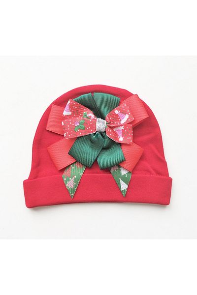 Mamasita Baby Girl Christmas Themed Bow Beret