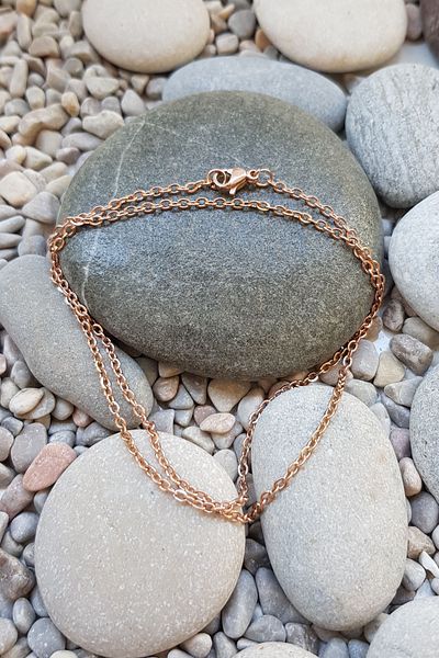 Chavin Women's Pink Gold 45 cm 2 mm Steel Necklace Chain ap82rs