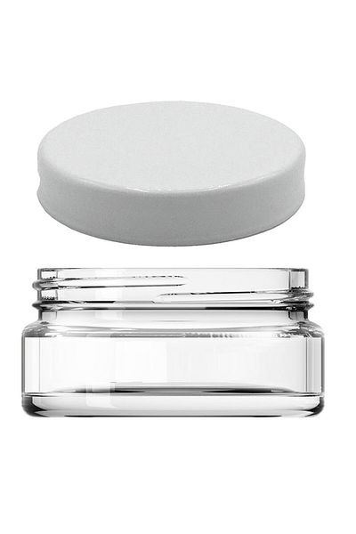 Milea 50 Pieces Clear Glass Cream Jar with White Lids 50ml