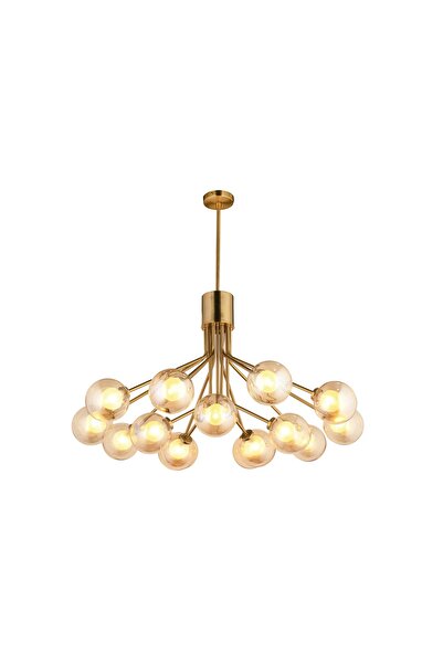 LampaLuce Forti Modern Tasarım Sarkıt Avize 15'li Sarı 60x90cm