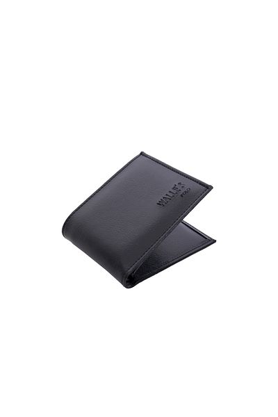 Walle's Polo Model clasic pentru bărbați din piele neagră Compartiment pentru bani 4 carduri 2 compartimente pentru ID Portofel-suport card