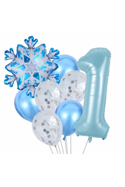 Parti Station Kar Tanesi Frozen Elsa Kış Konsept Snowflake 1 Yaş Balon Konsep...