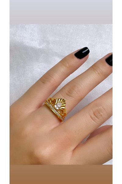 soiestore Zircon Stone Royal Crown Ring Adjustable