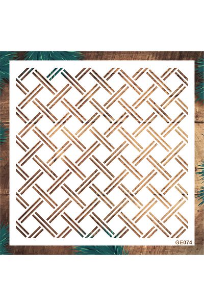 STENCİLTASARIM Stencil Design Ge074 Geometric Wicker Wall Wooden Glass Painting Pattern