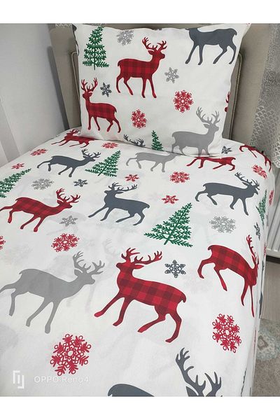 Mert Collection Çarşı Single Size Medium (120x200) Ranforce Elastic Sheet Set New Year's Pattern