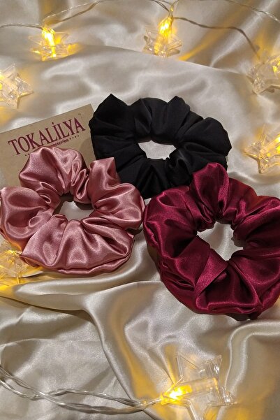 TOKALİLYA Kadın Lastikli Saten Simit Toka Seti 3lü