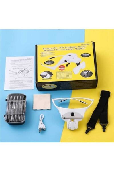 LEIDORY Nikula Şarjlı Gözlük Büyüteç 5 Lensli Gözlük Büyüteç Kitap Okuma Büyü...