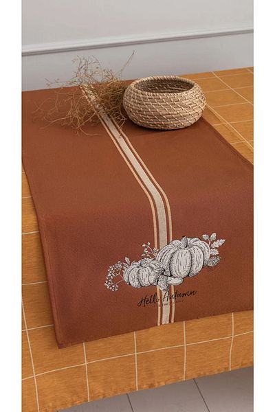LC Waikiki Lcw Home Pumpkin Jacquard Tapestry Runner 45X120 cm