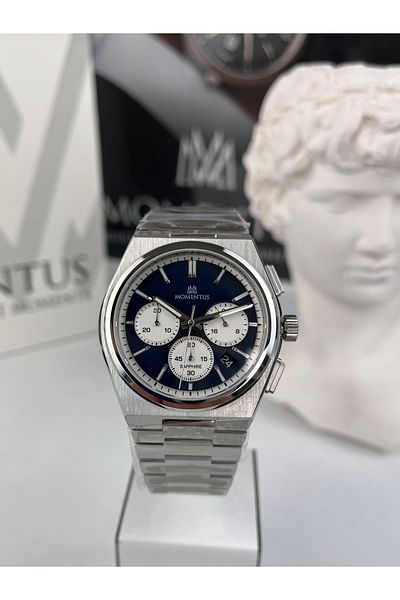 Momentus Men's Elegant Wristwatch High Steel Work Sapphire (Anti-Scratch) Glass 5atm Waterproof