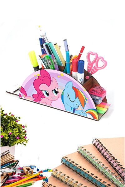 Notpa Ahşap Pony Gökkuşağı Cetvelli Masaüstü Kalemlik Kutu Çocuklar Için Orga...