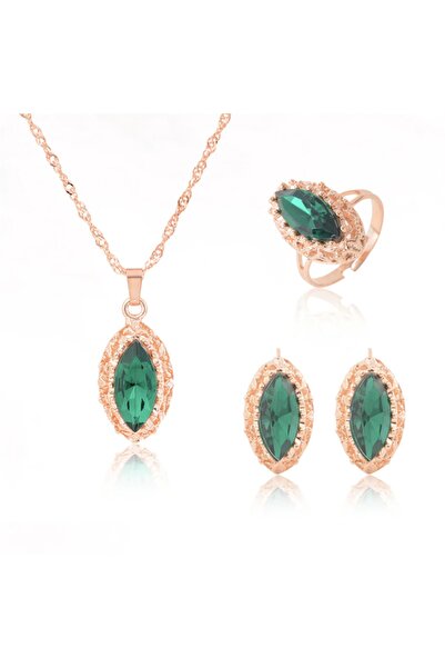 Takıtolia Freya - Afrika Kristal Taşlı Kolye Küpe Yüzük Gelin Düğün Sevgilile...