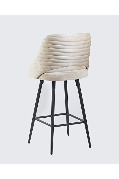 Pİ MOBİLYA 1 Adet Camilla Ada Mutfak Ve Bar Sandalyesi - Bar Taburesi - Silinebilir Babyface Kumaş - Metal Ayak